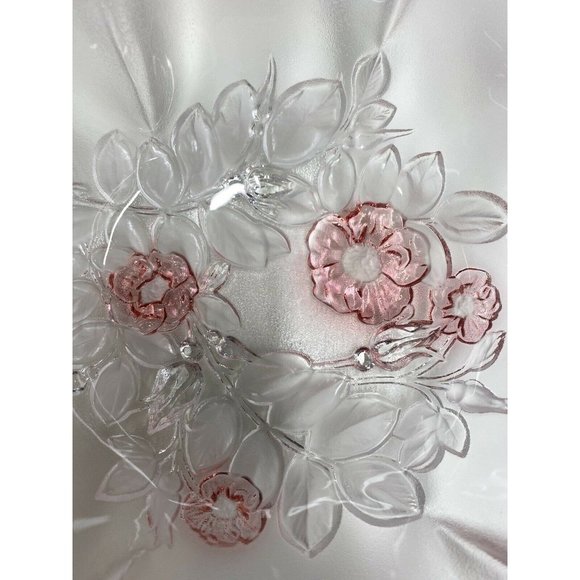 Vintage Mikasa Rosella 11" Glass Pink Floral Embos - Picture 8 of 10